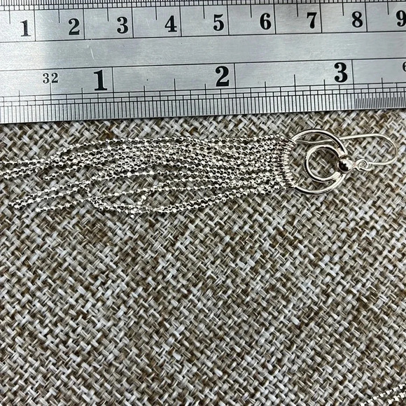 Vintage 925 Long Tassel Dangle Earrings with Elegant Silver Fringe Design - Picture 5 of 8